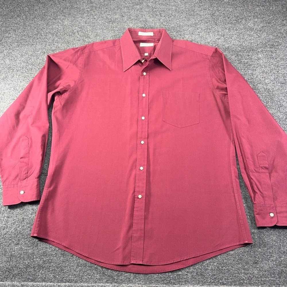 Yves Saint Laurent Mens Burgundy Long Sleeve Button Down Shirt 17 34-35 Vintage